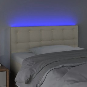 Tablie de pat cu LED, crem, 100x5x78 88 cm, piele ecologica 1, Crem, 100 x 5 x 78 88 cm