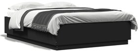 3209598 vidaXL Cadru de pat cu lumini LED, negru, 160x200 cm, lemn prelucrat