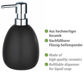 Dozator din ceramică pentru săpun Wenko Polaris, negru mat