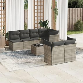 3217302 vidaXL Set mobilier de grădină cu perne, 8 piese gri deschis poliratan