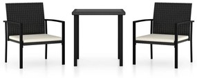 Set de mobilier de gradina, 3 piese, negru, poliratan Negru, 3