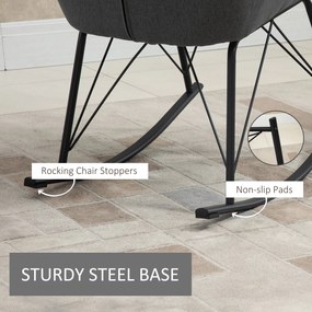 HOMCOM Balansoar Design Modern din Metal, Fotoliu Balansoar Tapitat pentru Sufragerie si Living, Gri