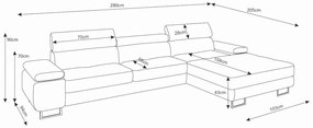 Supermobel Coltar extensibil DARKO mini, 275x73-94x200, sawana 14/sioux 1115, dreapta
