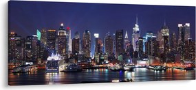Tablou - Zgârie-nori din New York iluminate (120x50 cm)