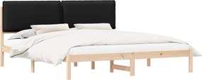vidaXL Cadru de pat cu tăblie tapițată cu headboard Negru 180 x 200 cm