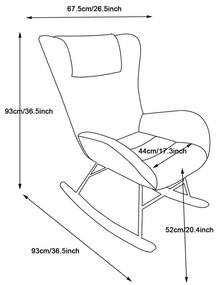 Fotoliu balansoar de relaxare cu spătar ergonomic și brațe de suport, din catifea Teddy confortabilă, Roz