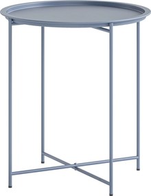 Outsunny Măsuță Rotundă Măsuță de Supliment Blat Detașabil cu Margine Ridicată Picioare Pliabile din Metal Ø46x50cm Albastru-Gri | Aosom Romania