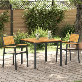 vidaXL Set de dining pentru grădină 3 piese din lemn solid de acacia și metal