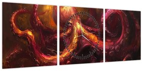 Tablou - Octopus, pictură în ulei (cu ceas) (90x30 cm)
