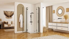 Cabina dus Hugo Double negru 80x80 cm