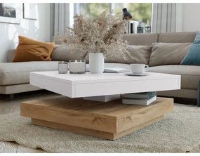 Măsuță de cafea NENANI 34x70 cm alb/stejar wotan