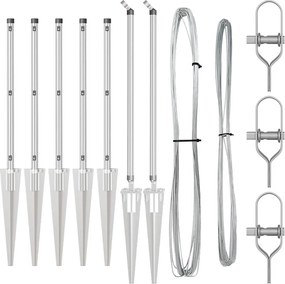 vidaXL Stâlp de gard. 7 pcs Argintiu Oțel