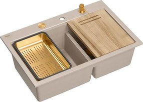 Statie de lucru incastrata Quadron Unique Marc 120 bej - cupru 76x50 cm