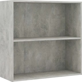 vidaXL Bibliotecă cu 2 rafturi, gri beton, 80 x 30 x 76,5 cm, PAL