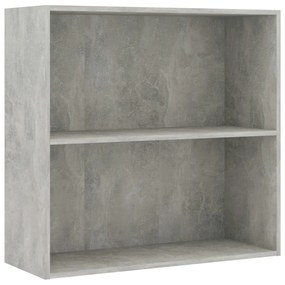 801003 vidaXL Bibliotecă cu 2 rafturi, gri beton, 80 x 30 x 76,5 cm, PAL