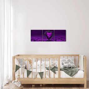 Tablou ci inima violetă (cu ceas) (90x30 cm)