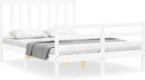 vidaXL Cadru de pat fără saltea, alb, 140x200 cm, lemn masiv pin