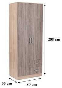 Dulap Miami 80x205 cm stejar York-stejar Sonoma