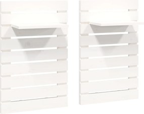 vidaXL Rafturi noptiere de perete, 2 buc., alb, lemn masiv de pin