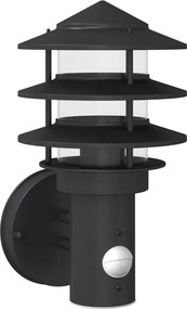 vidaXL Lampă exterioară de perete cu senzor, negru, oțel inoxidabil