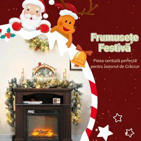 HOMCOM Ghirlanda de Crăciun Ø25x183 cm cu 50 de Lumini LED, Conuri de Pin și Boabe | Aosom Romania