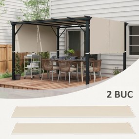 Outsunny Copertină Pergolă Rezervă UV 3x3(m) 4.9x1.2m Ușor de Instalat Kaki | Aosom Romania