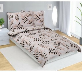 Lenjerie de pat din bumbac Bellatex Frunză gri, 140 x 220 cm, 70 x 90 cm, 140 x 220 cm, 70 x 90 cm