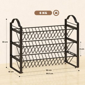 HOMCOM Suport pentru Condimente de Bucătărie cu 3 Nivele, Organizator Salvaspațiu cu Rafturi Înclinate din Metal, Montaj Ușor, Negru | Aosom Romania