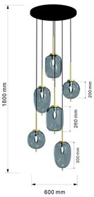 Lustră pe cablu BELLEVILLE Wofi 5007-502 6xE14/40W/230V negru/auriu