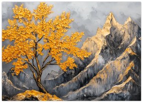 Tablou – Arbore auriu în munți (70x50 cm)