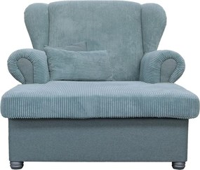 Șezlong albastru prăfuit cu tapițerie din catifea reiată Lord – Ropez