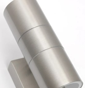 Aplică de perete exterioară din oțel cu 2 lumini IP44 cu senzor de mișcare - Duo