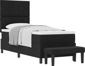 vidaXL Pat cu arcuri cu saltea cu headboard Negru 80 x 200 cm țesătură