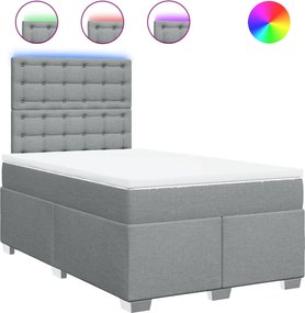 vidaXL Pat box spring cu saltea, gri deschis, 120x190 cm, textil