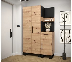 Set mobilier pentru hol Amanda 6 (Stejar artisan + piele ecologică Negru). 1085910