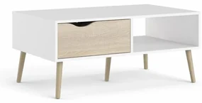 Masuta de cafea alba OSLO 75384 cu blat in decor stejar