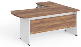 Statie de lucru de colt Manager 180 x 160 cm, stânga, nuca warmia / alb