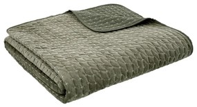 Cuvertură verde matlasată din catifea 240x260 cm Attica Velvet Embroidered – Bianca
