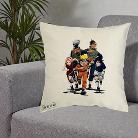 Perna Personalizata Naruto Echipa 7 Kakashi Sensei, 40x40 cm, Ecru, Husa Detasabila, Perna Inclusa, BEKZ®