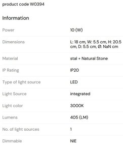 Aplica de perete LED, Travertin, Natur, Travertino 10W