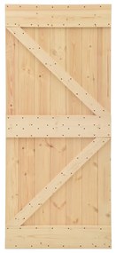 Usa glisanta cu set feronerie, 100 x 210 cm, lemn masiv de pin 1, Maro, 100 x 210 cm