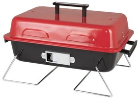Grаtar pe cаrbuni Muhler 1003818, 40.5x26 cm, Cu capac, Gril galvanizat, Compact pentru calatorii, Rosu/Negru
