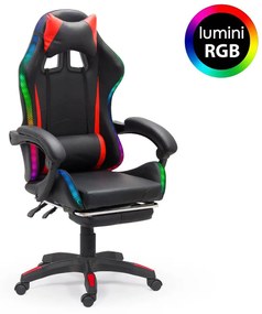 Scaun gaming cu LED RGB OFF 303 rosu cu negru