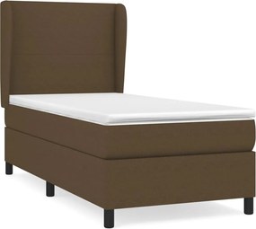 vidaXL Pat box spring cu saltea, maro închis, 90x190 cm, textil