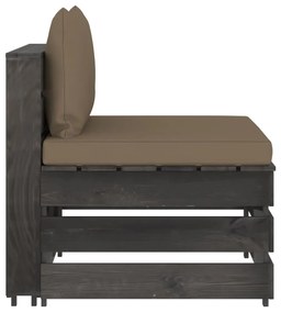 3068128 vidaXL Canapea de mijloc modulară cu perne, gri, lemn impregnat