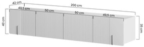 Dulap TV Malmi 200 cm suspendată - negru mat / negru