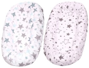 Set 2 Huse tip cearceaf cu elastic roata pentru baby nest Kidizi Galaxy Grey Mint, include zona centrala impermeabila