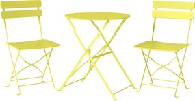 Outsunny Set Bistro, Masă și Scaune Pliabile pentru 2, Grădină, Galben. | Aosom Romania
