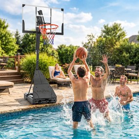 SPORTNOW Coș de Baschet Portabil pentru Exterior, Reglabil 2,45-3,05 m, Panou Rezistent la Șocuri, Reglare cu Manivelă | Aosom Romania