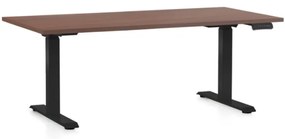 Masa inaltime reglabila OfficeTech D, 160 x 80 cm, bază neagră, nuca